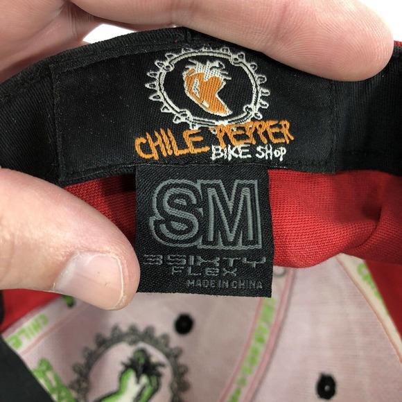 Chile Pepper Bike Shop Moab Utah Hat Cap Red Embroidered Size SM Fitted Flatbill - Picture 12 of 12